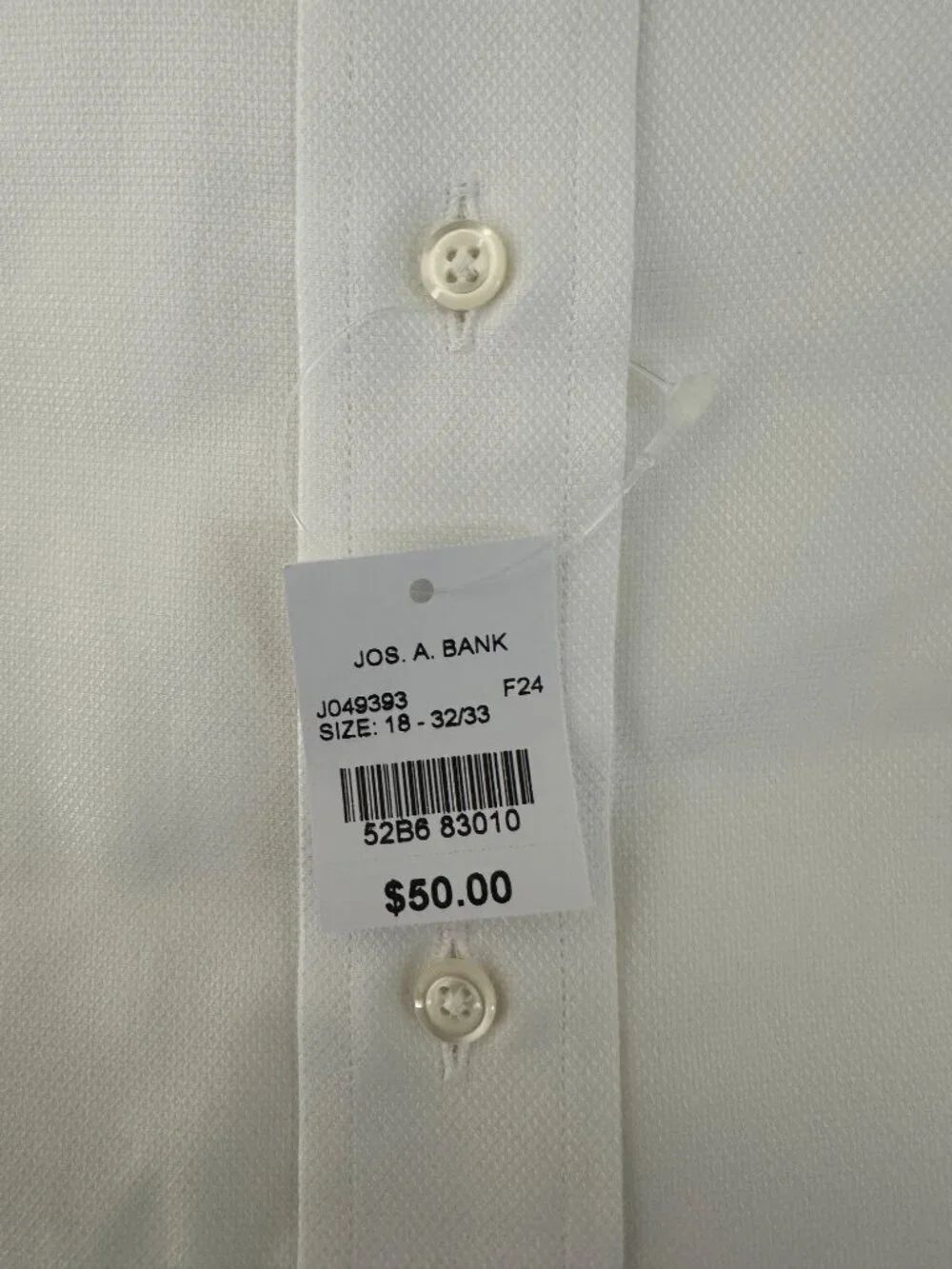 Jos. A. Bank White Trad Fit Sz 18 Button Down Men's Dress Shirt - Picture 8 of 10
